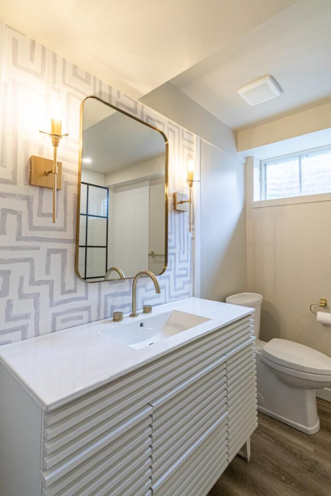 Vanity sconce lighting in a bathroom by North Star Electric in Winnipeg, Manitoba