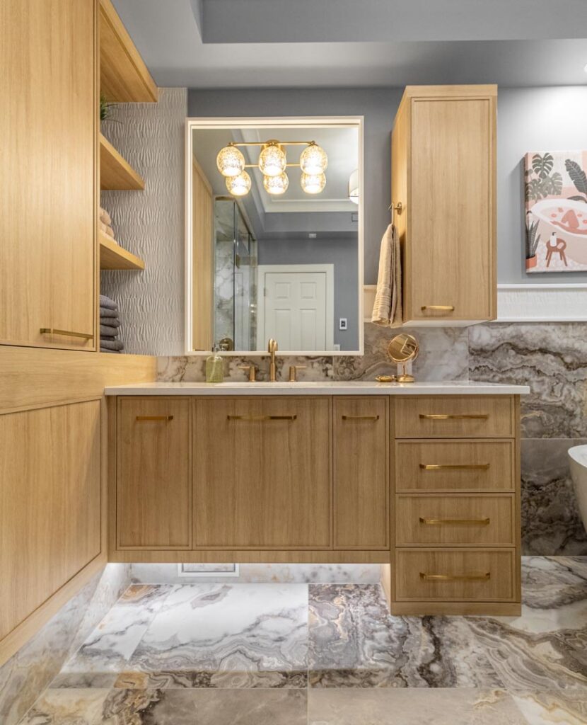 Mirror and vanity lighting in an ensuite by North Star Electric in Winnipeg, Manitoba