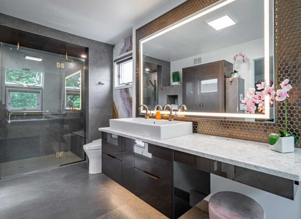 Feature lighting around a soaker tub by North Star Electric in Winnipeg, Manitoba