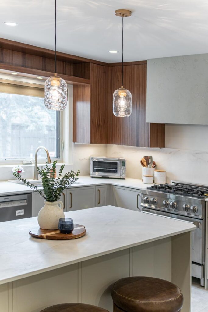 Island pendant and recessed kitchen lighting by North Star Electric in Winnipeg, Manitoba